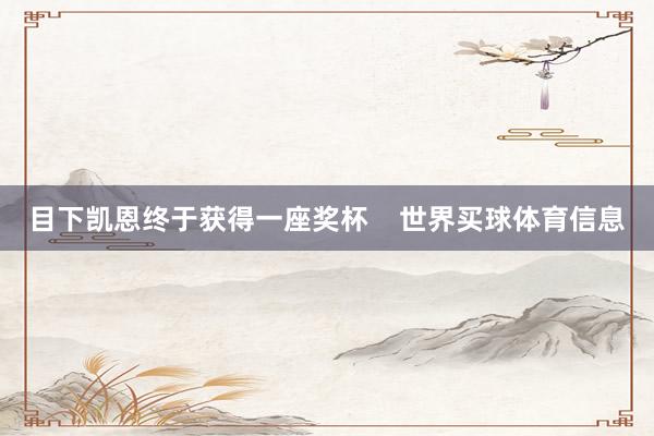 目下凯恩终于获得一座奖杯    世界买球体育信息