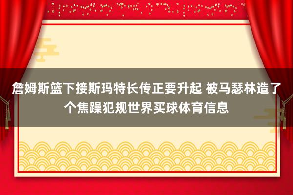 詹姆斯篮下接斯玛特长传正要升起 被马瑟林造了个焦躁犯规世界买
