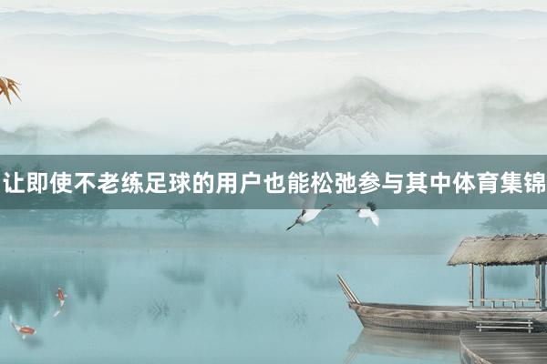 让即使不老练足球的用户也能松弛参与其中体育集锦